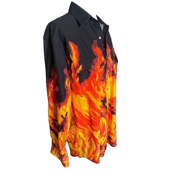 Wrangler Men's Western Bull Flame Vintage Long Sleeve Button-Down Shirt Large - Picture 3 of 11